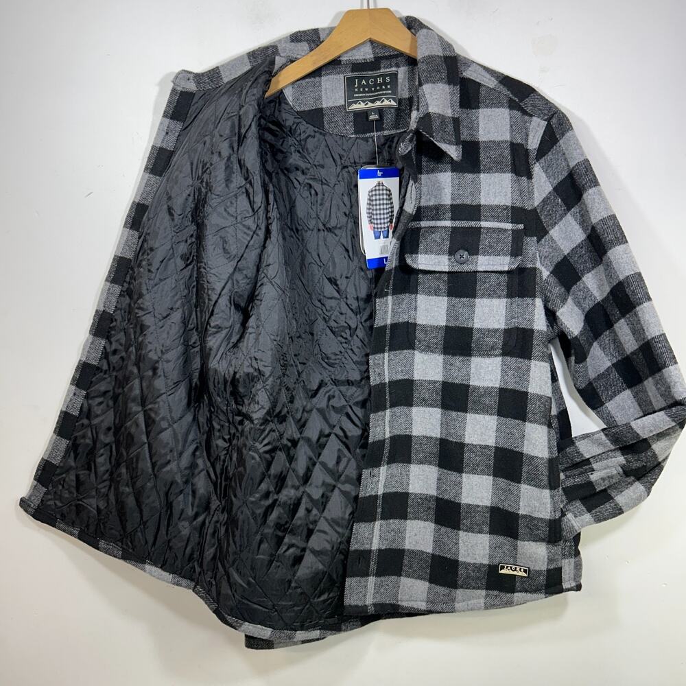 Jachs New York Shirt Jacket Men’s L Black Check Wool Blend - NEW!!